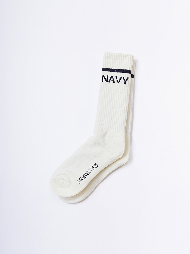 스탠다드타입_ Navy Socks [White]